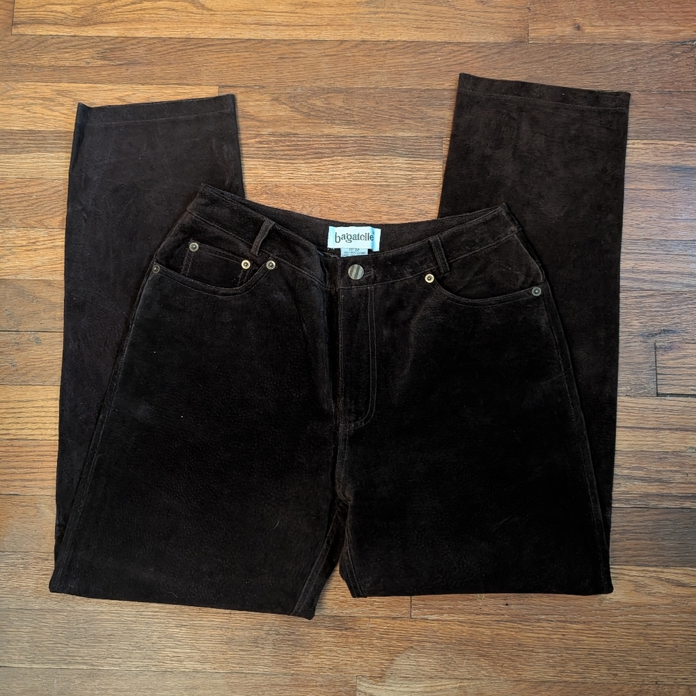 Bagatelle Dark Chocolate Brown Leather Suede Pants 6 Petite 27" Outdoor Wear